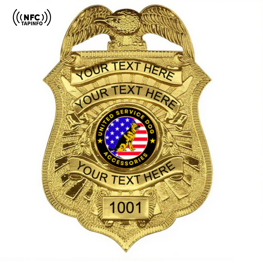 Service Dog Badge V-25 Gold