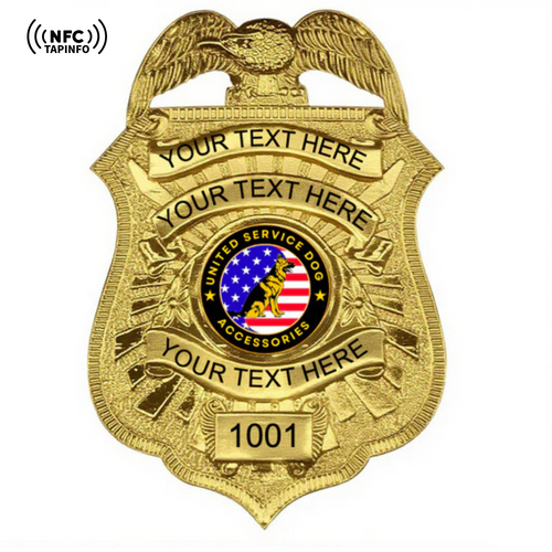 Service Dog Badge V-25 Gold