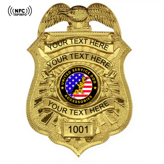 Service Dog Badge V-25 Gold