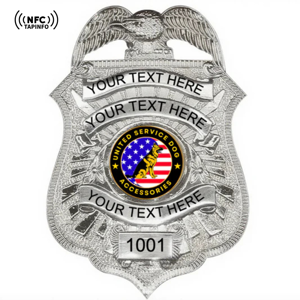 Service Dog Badge V-25 Silver
