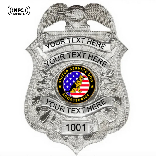 Service Dog Badge V-25 Silver