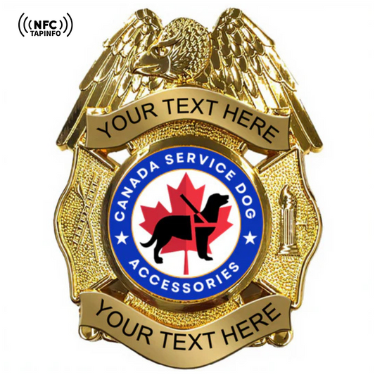 Service Dog Badge V-28 Gold