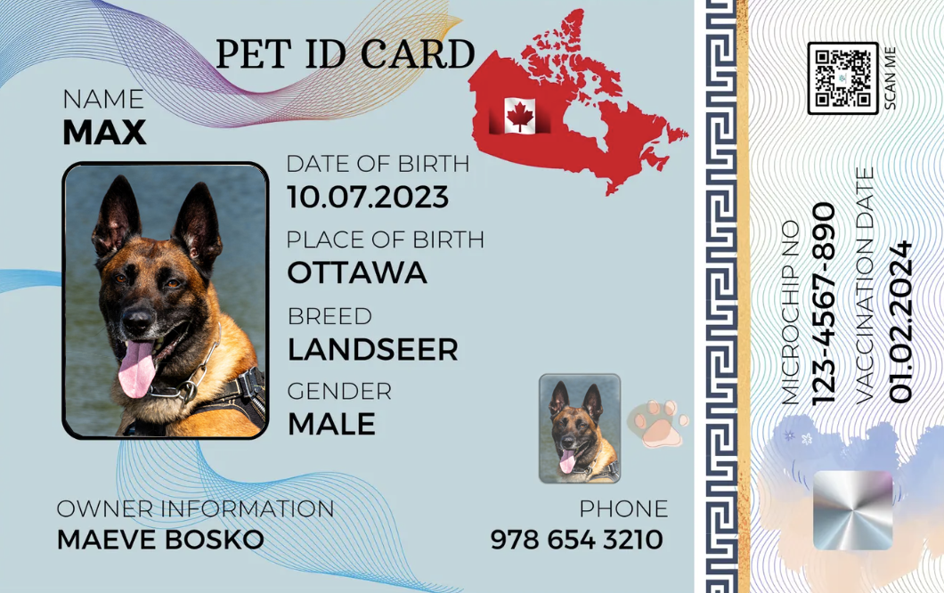 Canada-Pet ID Card with QR Code for Personalized Pet Info