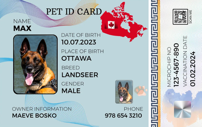 Canada-Pet ID Card with QR Code for Personalized Pet Info