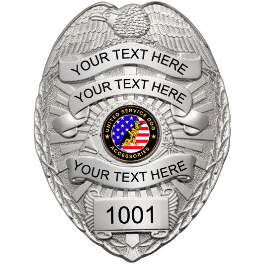 Service Dog Badge V-20 Silver